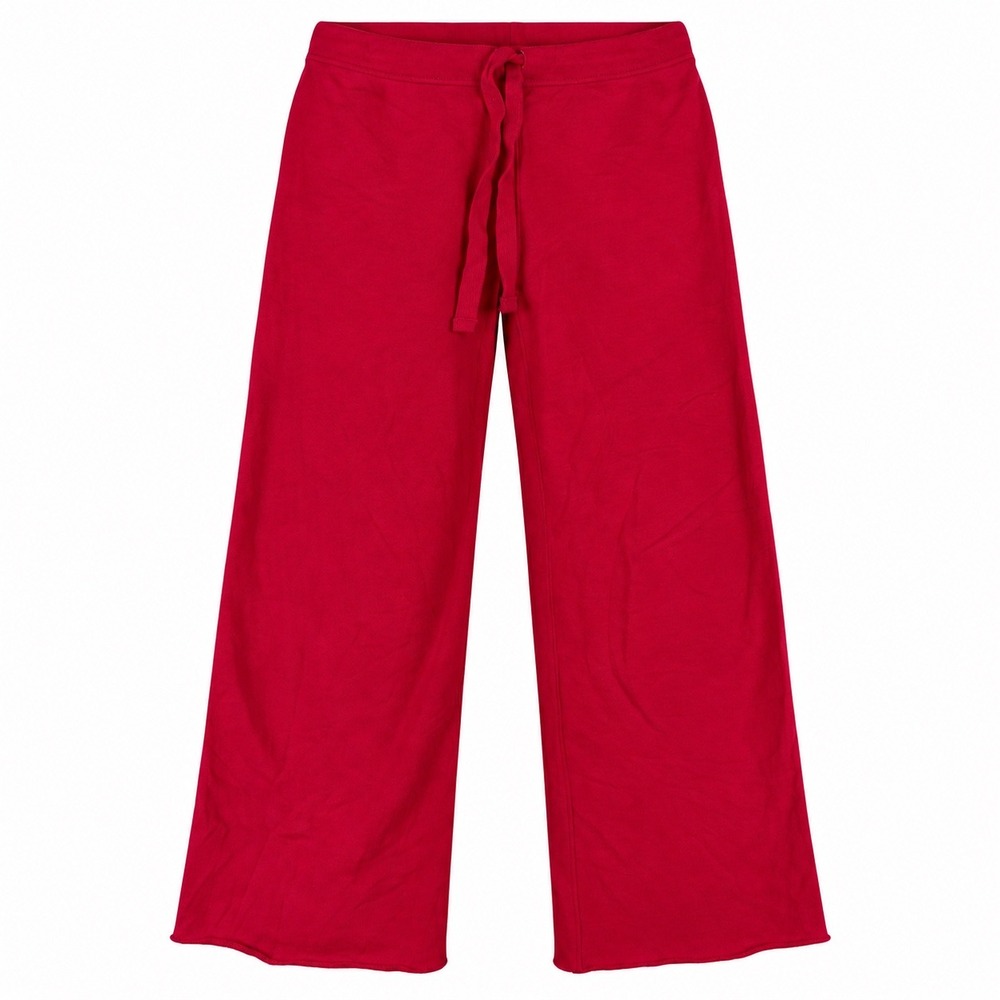 Frank & Eileen Womens Catherine Sweatpants M Cotton Red Wide Leg Cropped Raw Hem